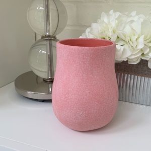 Pink White Matte Textured Ceramic Round Vase